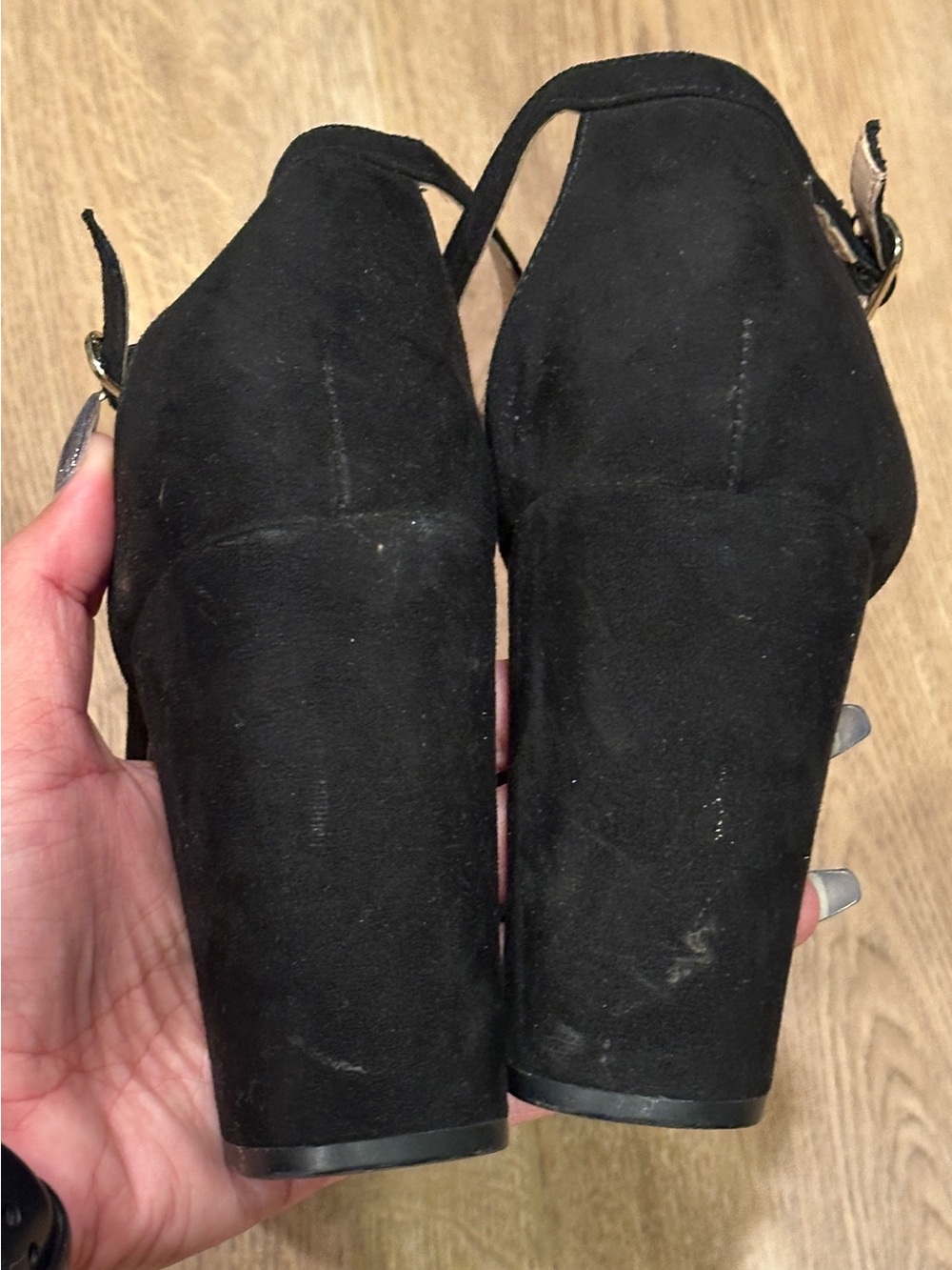 Women’s Black Ankle-Strap Open-Toe Heels, Sz 8, 4“ Heel - Picture 5 of 8